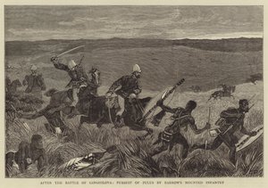 Etter slaget ved Ginghilova, forfølgelse av zuluer av Barrows monterte infanteri